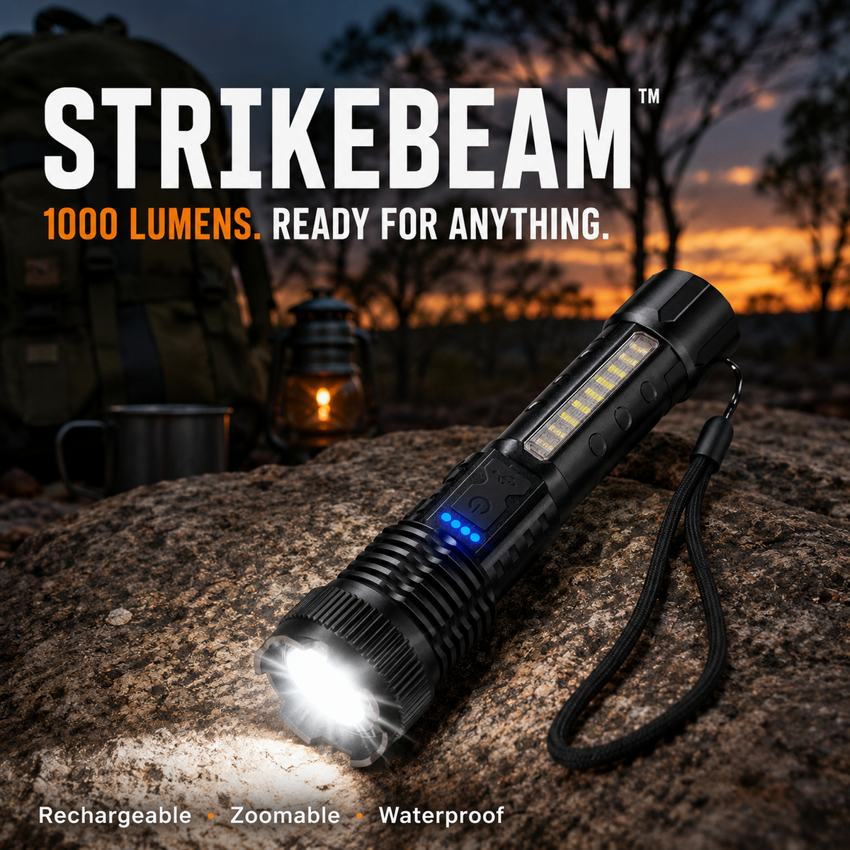 StrikeBeam - 1000 Lumen Rechargeable Flashlight