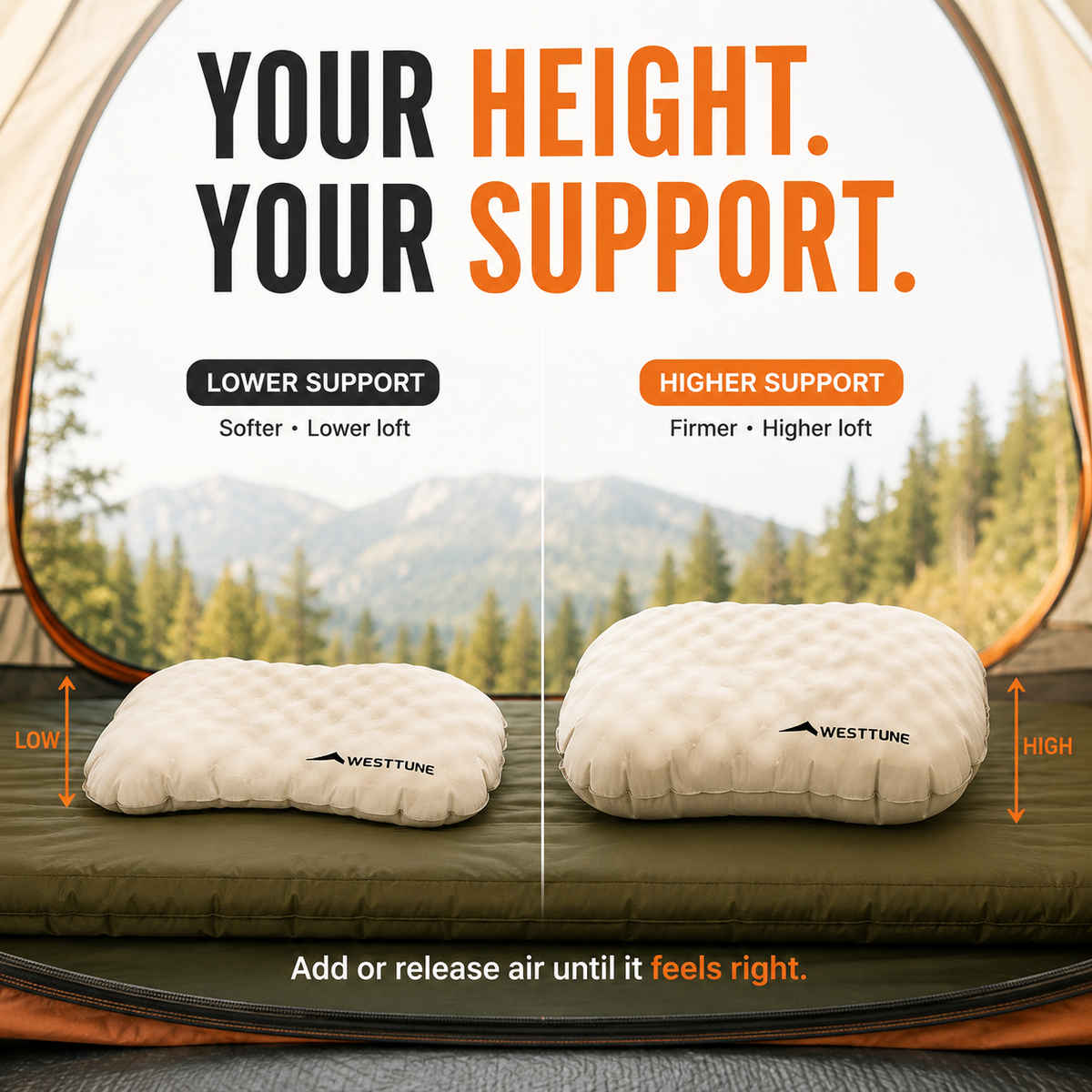 WestTune - Adjustable Inflatable Camp Pillow