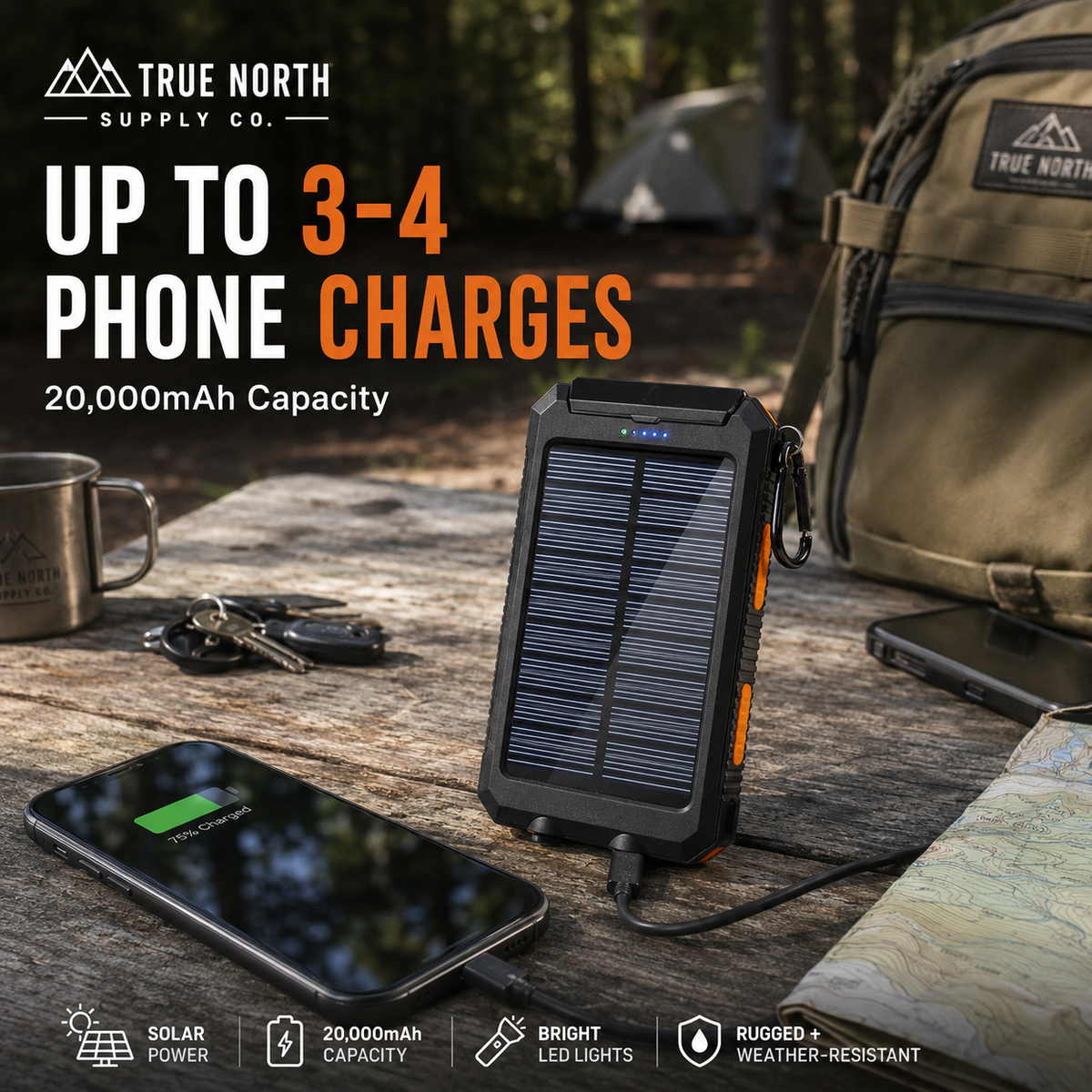 TrueCharge - 20,000mAh Solar Power Bank